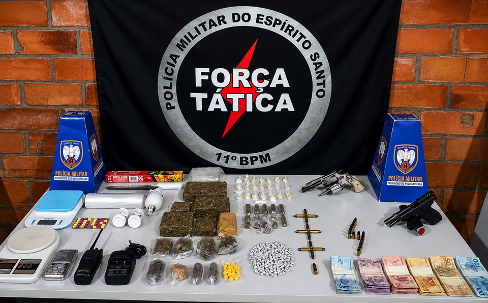 11º BPM apreende armas, drogas e duas motocicletas durante operação em Água Doce do Norte