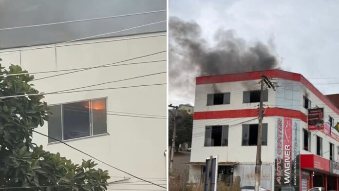 Incêndio em prédio de oficina mecânica chama atenção em São Gabriel da Palha