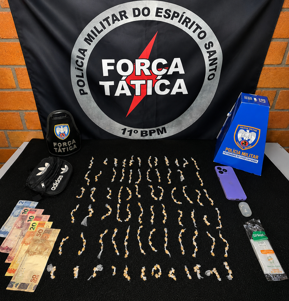 11º Batalhão apreende mais de 350 pedras de crack durante operação em Barra de São Francisco