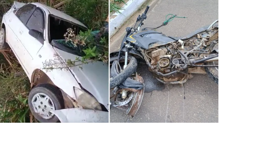 Motociclista fica ferido após acidente com carro e caminhão na ES-080, em Colatina