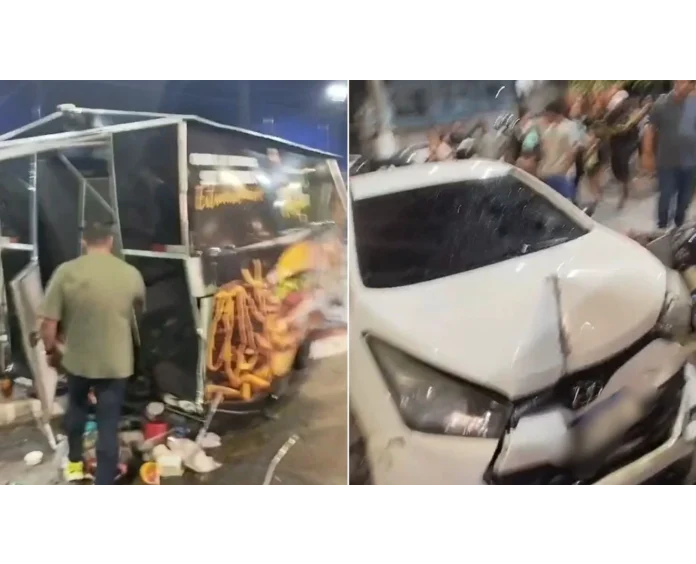 Motorista embriagado perde controle de carro e atinge trailer em praça de Linhares