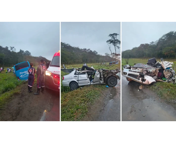 Acidente entre ônibus e carro deixa sete feridos na BR-101, em Linhares
