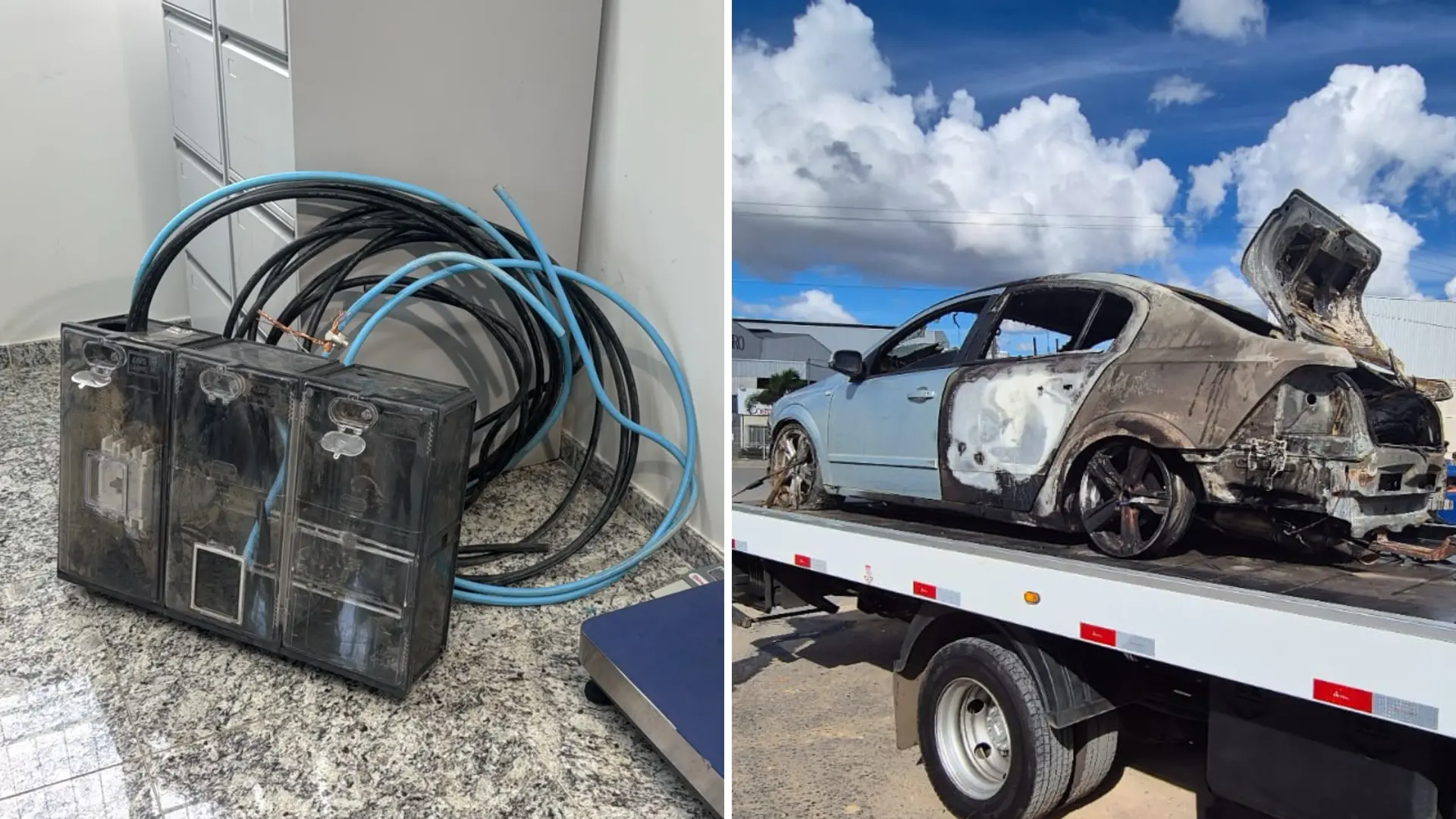 Perseguição termina com carro em chamas e suspeito de furtar fios preso no ES