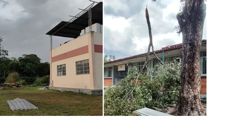 Temporal com granizo e ventos fortes danifica escola e plantações em Águia Branca