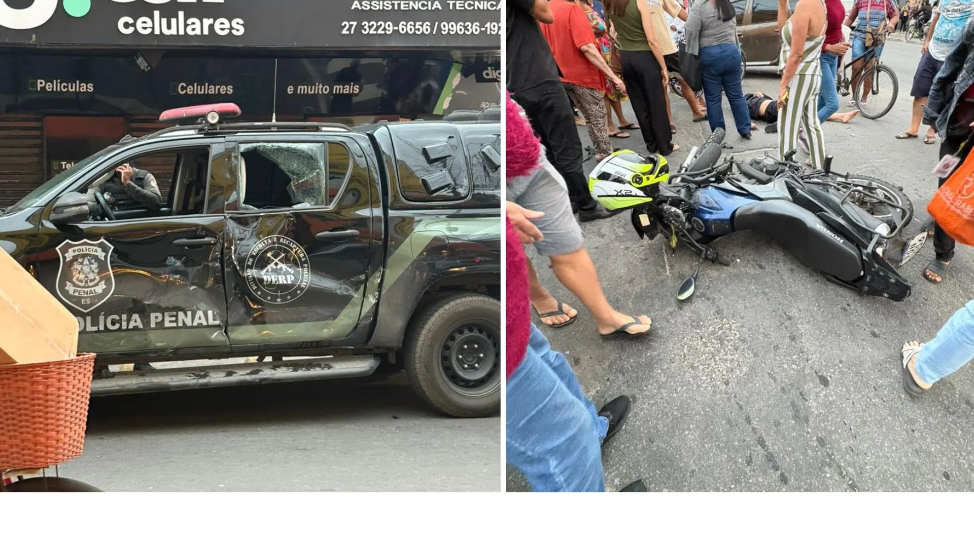 Motociclista fica gravemente ferido em acidente com viatura em Vila Velha