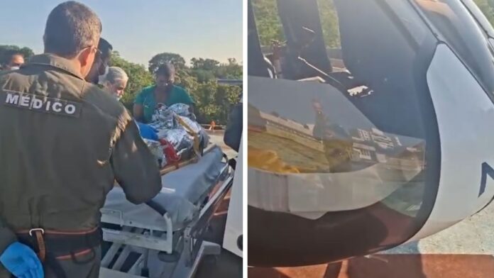 Mulher é intubada e resgatada por helicóptero após se queimar com óleo quente em Jaguaré